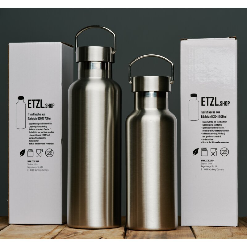 Edelstahl Trinkflasche doppelwandig (ohne Gravur), 18,00 €