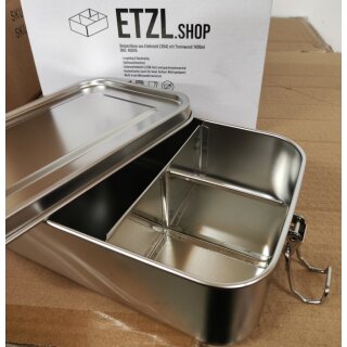 Lunch Box Edelstahl 1400 ml mit 3-fach Unterteilung (ohne Gravur)